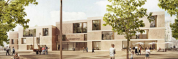 Ein Entwurf der zukünftigen Innenausstattung der Bibliothek im Bürgerforum.