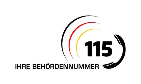 Das Bild zeigt das Logo der Behördenrufnummer 115.