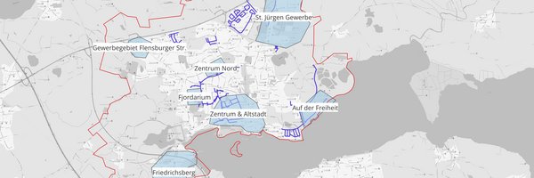 Grafik zeigt bestehende Wärmenetze und potenzielle Quartiere. Die blau dargestellten Linien sind eine Visualisierung von Straßenzügen, in denen Fernwärmeleitungen liegen.